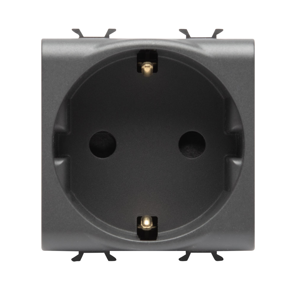 Priza Schuko 2M 2P+E 16A Negru, Chorus GW12241