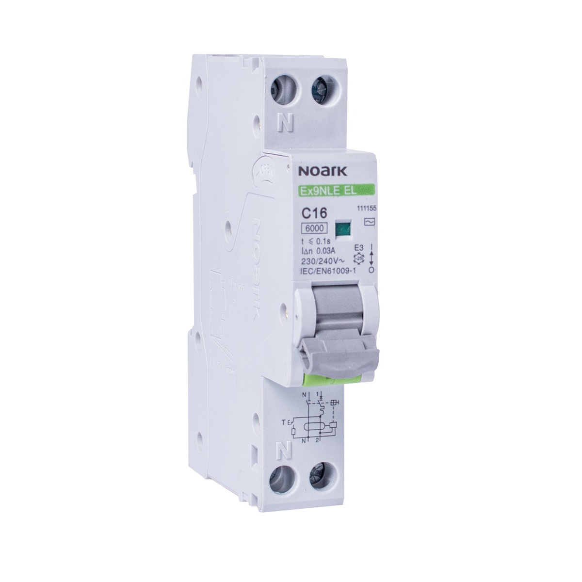 RCBO într-un singur modul Ex9NLE EL 1PN C10 30mA EU, 111154, Noark