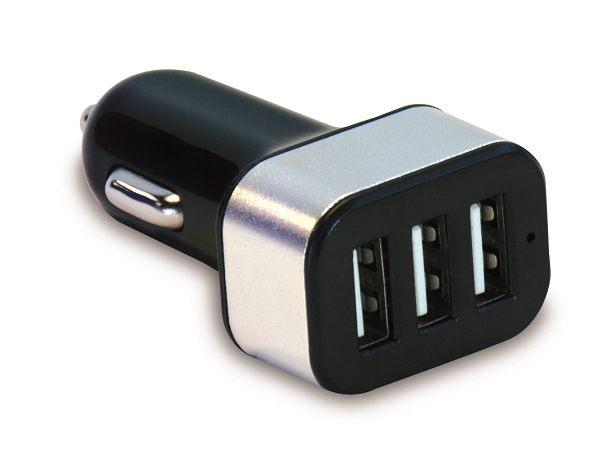 Incarcator Auto 3xUSB 3.1A Negru + Argintiu