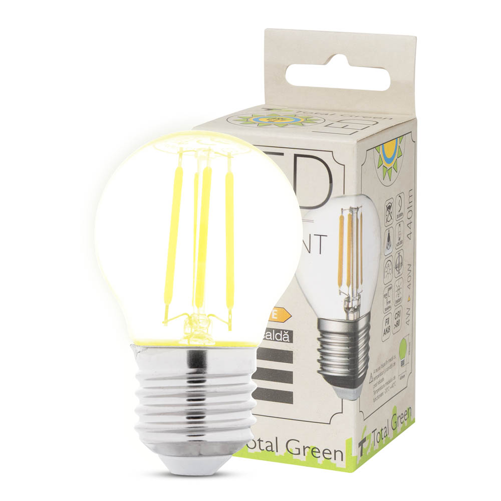 Bec LED Filament Sferic G45 4W E27 2700K 