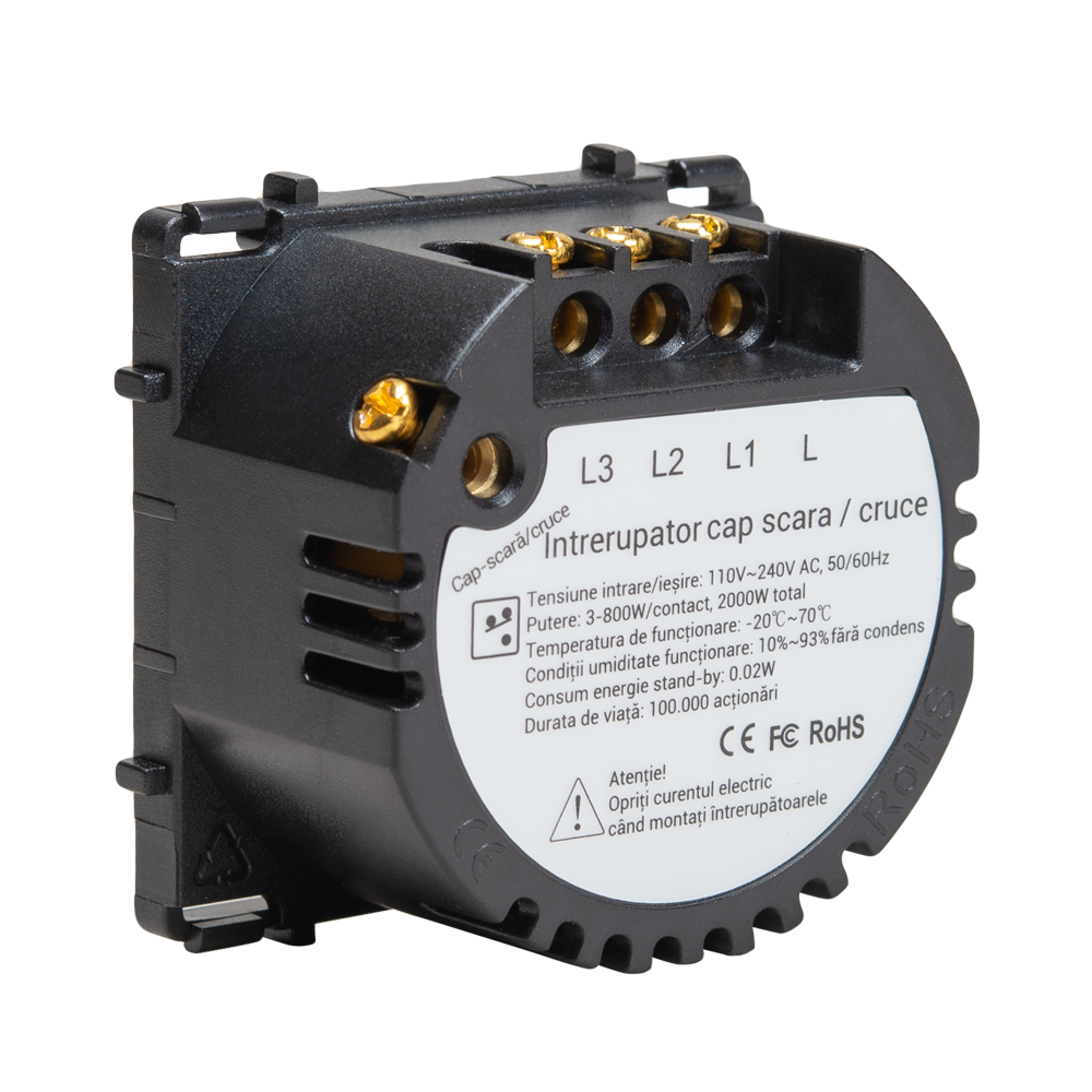 Modul intrerupator dublu cap-scara/cruce, aparataj touch PULSAR NS