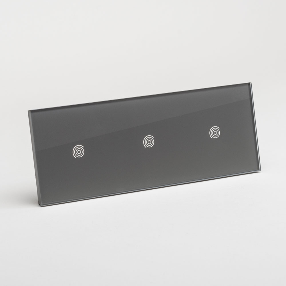 Panou triplu gri 1T+1T+1T, aparataj touch PULSAR NS