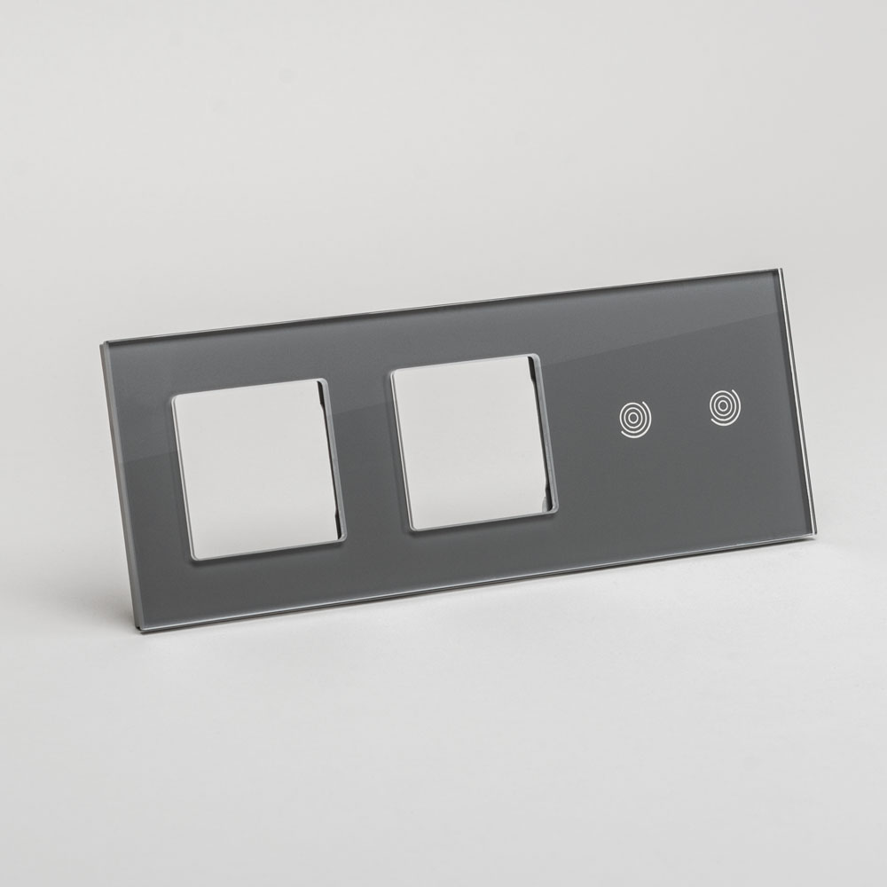 Rama tripla 2P+2T gri, aparataj touch PULSAR NS