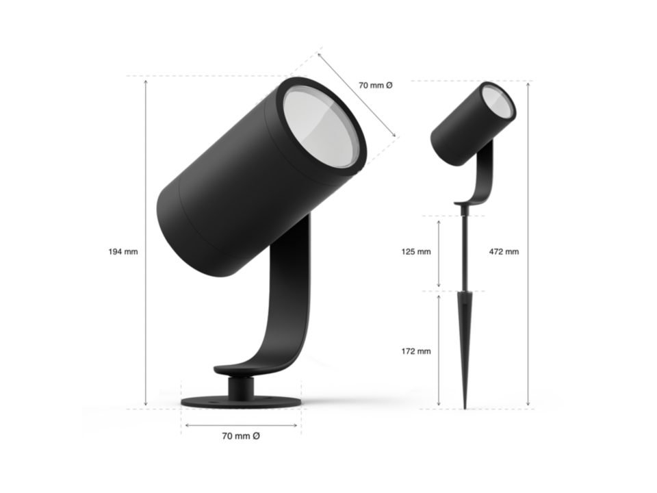 Spot exterior RGBW 8W 24V IP65, negru, Philips Hue