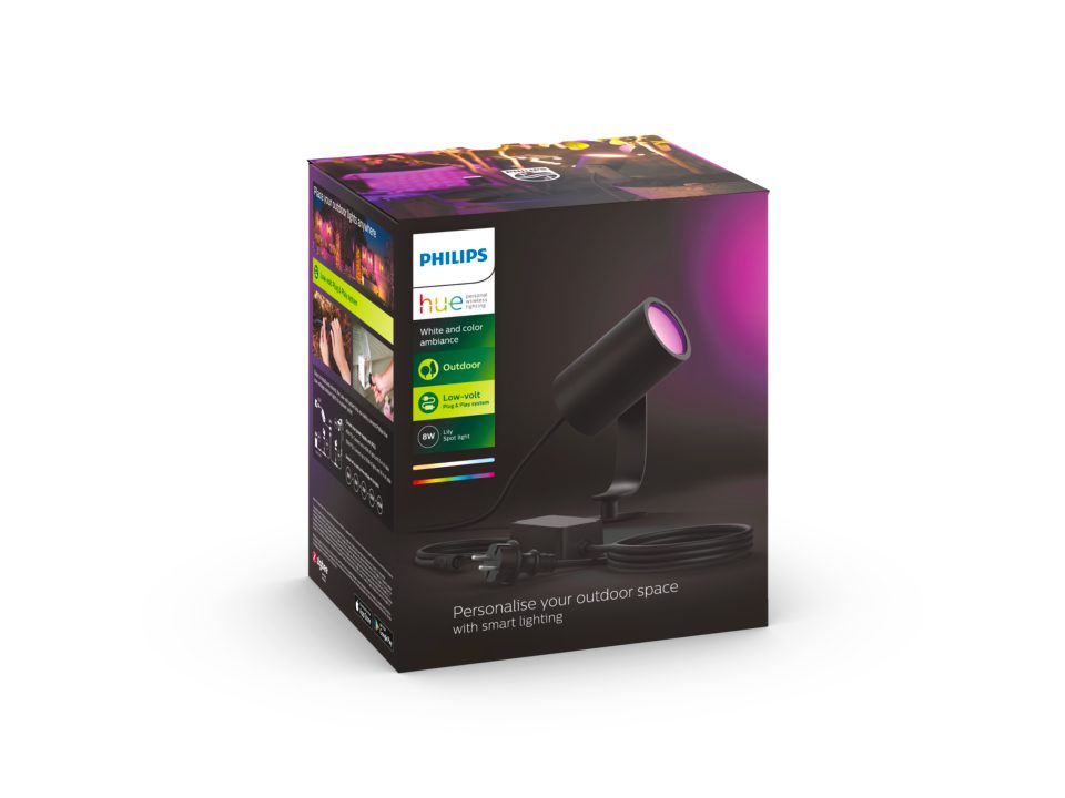 Spot exterior RGBW 8W 24V IP65, negru, Philips Hue