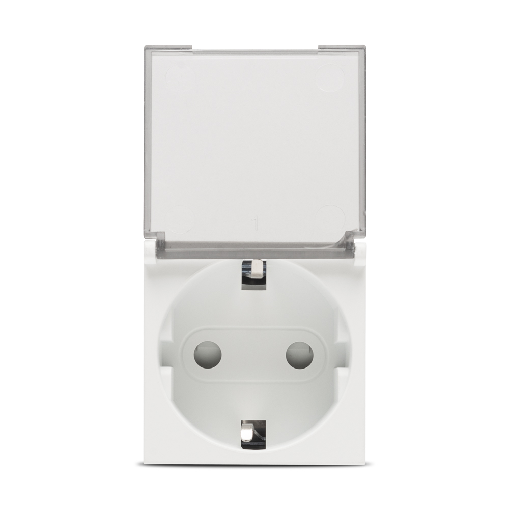 Moda Voice, priza Schuko capac protectie copii 2M, alb mat, Elbi