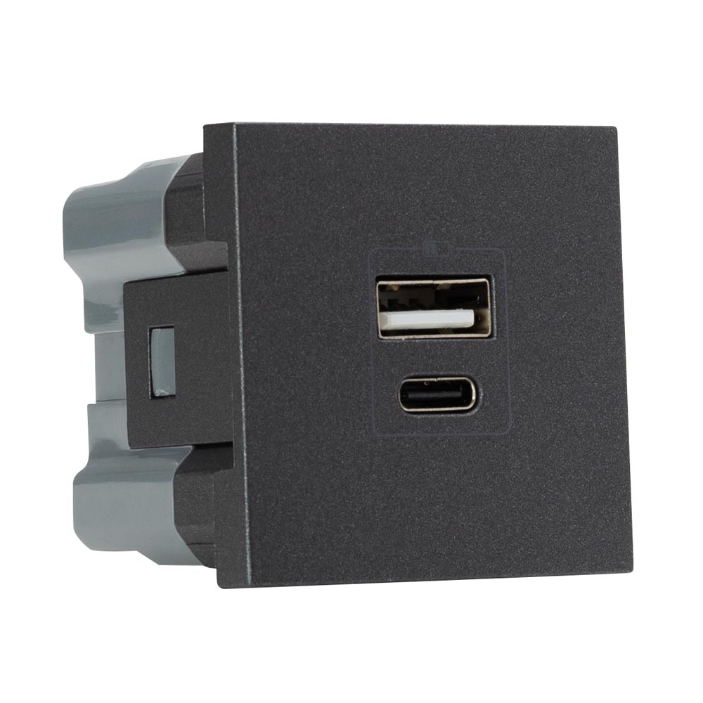 Moda Voice, priza USB A+C 5V 2,4A 2M, antracit mat, Elbi