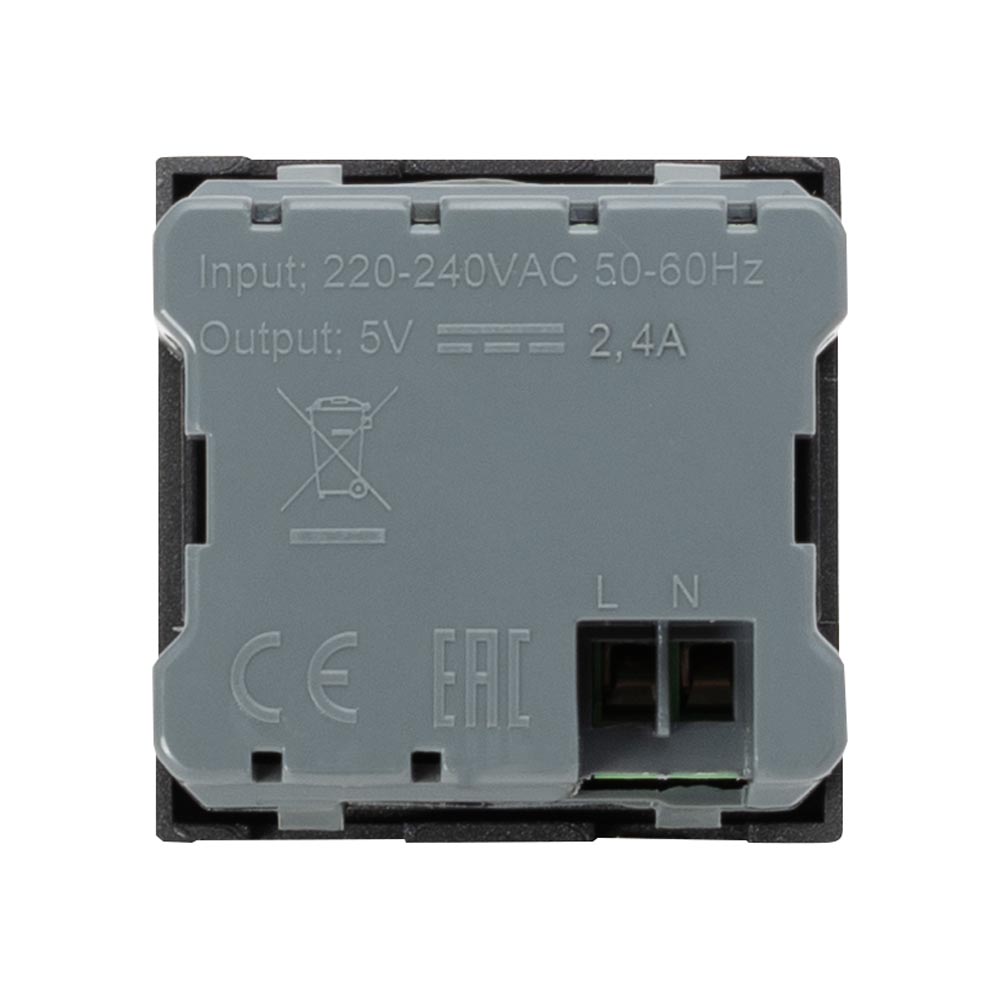 Moda Voice, priza USB A+C 5V 2,4A 2M, antracit mat, Elbi