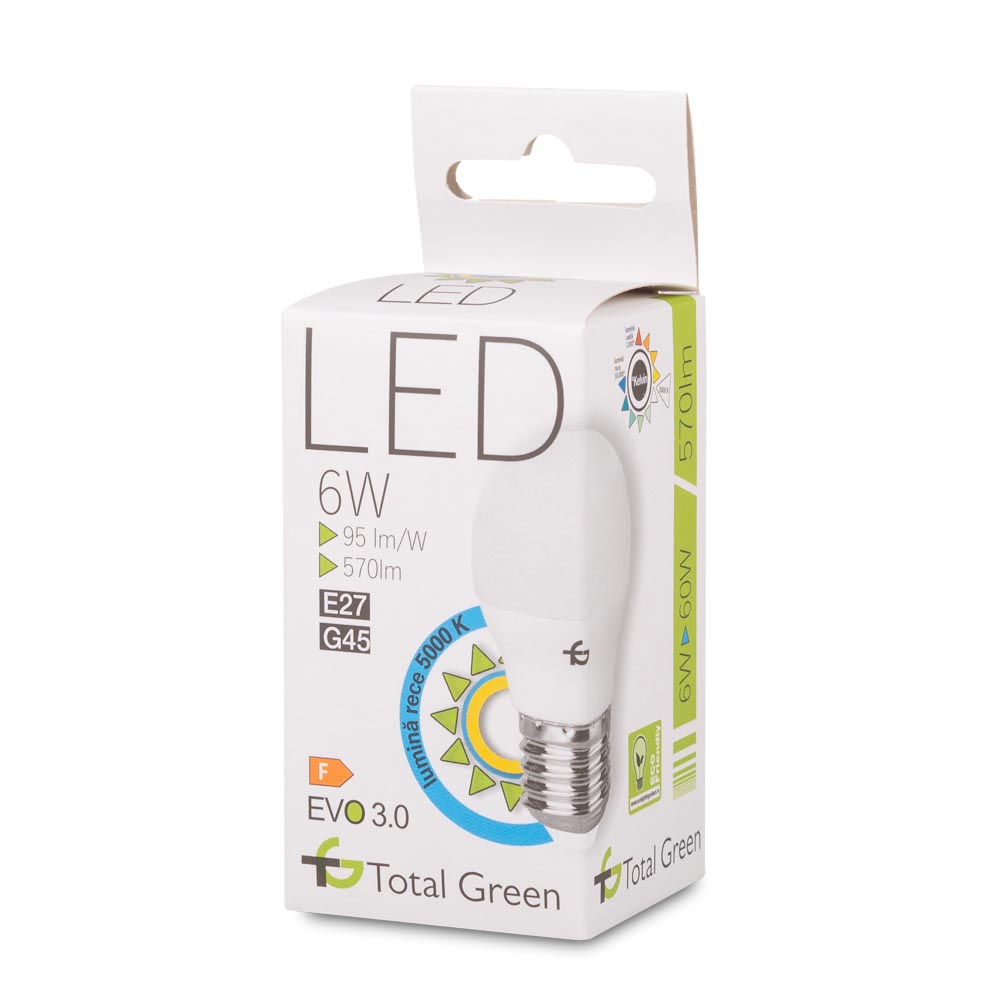 Bec LED EVO3.0 Sferic G45 6W E27 5000K